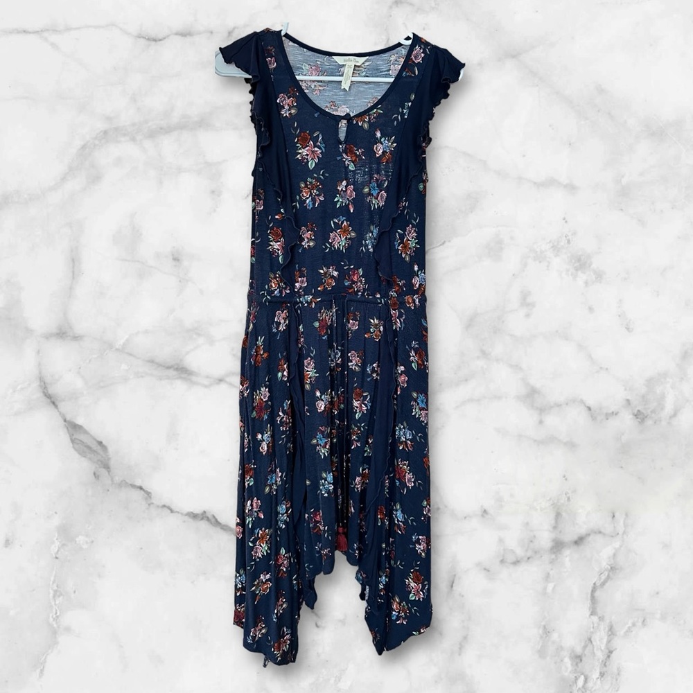 Matilda Jane Woodland Sprite Dress Women's X-Small Navy Floral Sharkbite Hem